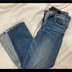 Flare High Rise Two Tone Jeans